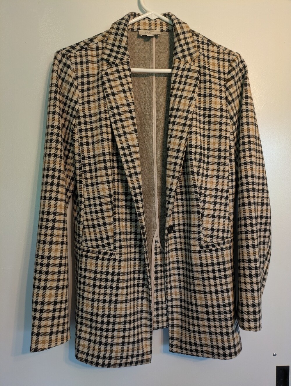 LOFT Plaid Blazer Jacket in Black / Yellow - 4